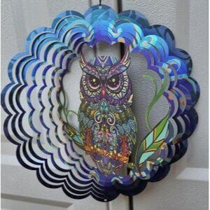 New Owl Metal Wind Spinners - Owl Gifts for Women Mom Grandma Wife, Hanging